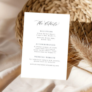 Elegant minimalist black and white wedding details enclosure card