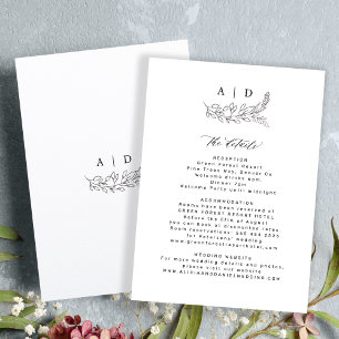 Elegant minimalist black and white wedding details enclosure card