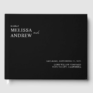 Elegant Minimalist Black and White Wedding Guest Book