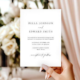 Elegant Minimalist Black and White Wedding  Invitation