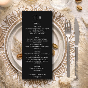 Elegant Minimalist Black and White Wedding Menu
