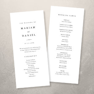 Elegant Minimalist Black and White Wedding Program