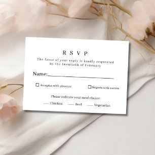 Elegant Minimalist Black and White Wedding RSVP Ca Card