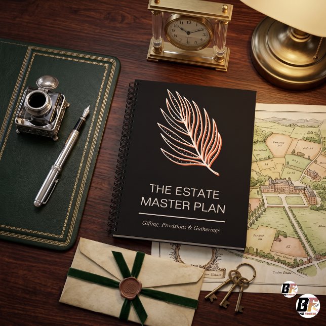 Elegant Minimalist Black Botanical Estate Master P Notebook (#OrderNow)