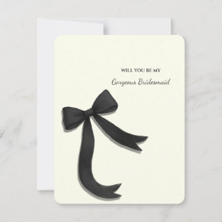 Elegant Minimalist Black Bow Bridesmaid Proposal Invitation