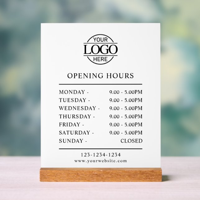Elegant Minimalist Black | Business Opening Hours (Neutre)