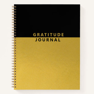 Elegant Minimalist Black Gold Foil Gratitude Notebook