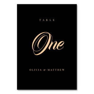 Elegant Minimalist Black & Gold Modern Wedding Table Number