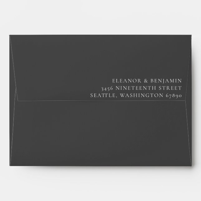 Elegant Minimalist Black Matching Return Address  Envelope (Back (Top Flap))