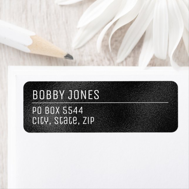 Elegant Minimalist Black Metallic Return Address (Insitu)