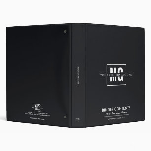 Elegant Minimalist Black Monogram Branded Business Binder