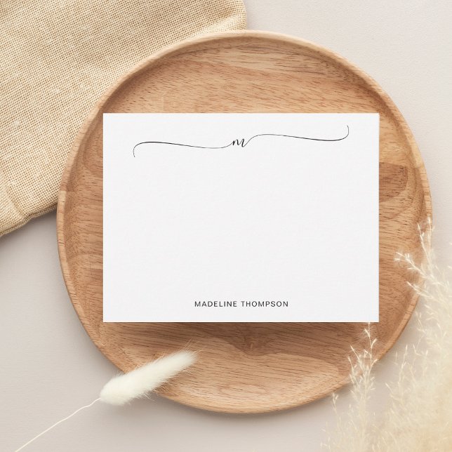 Elegant Minimalist Black Monogram Calligraphy  Card (Creator Uploaded)