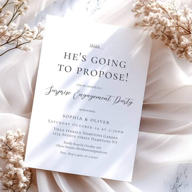 Elegant Minimalist Black Script Engagement Invitation (Creator Uploaded)