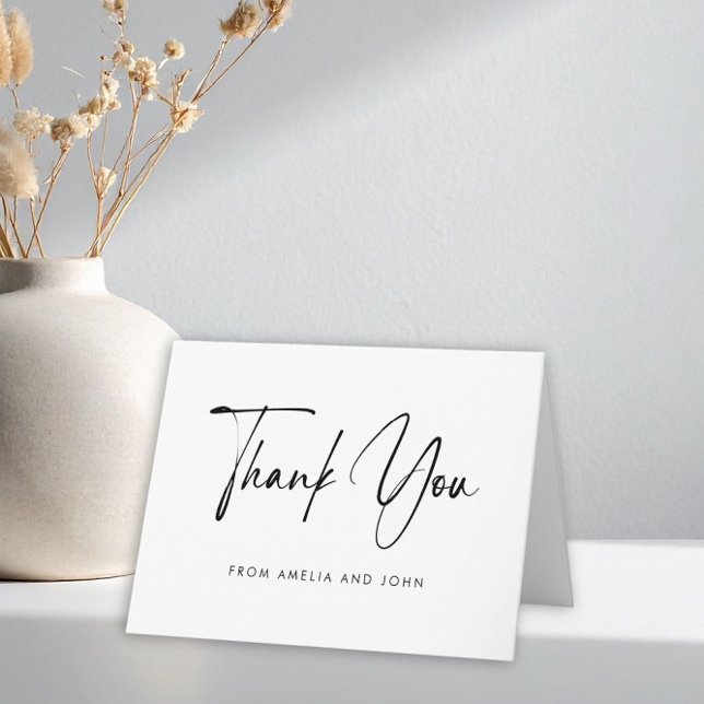 Elegant Minimalist Black Script Modern Gratitude Thank You Card (Creator Uploaded)