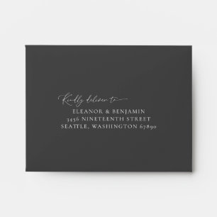 Elegant Minimalist Black Script RSVP Address Envelope