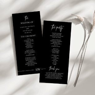 Elegant Minimalist Black Wedding Ceremony Program 