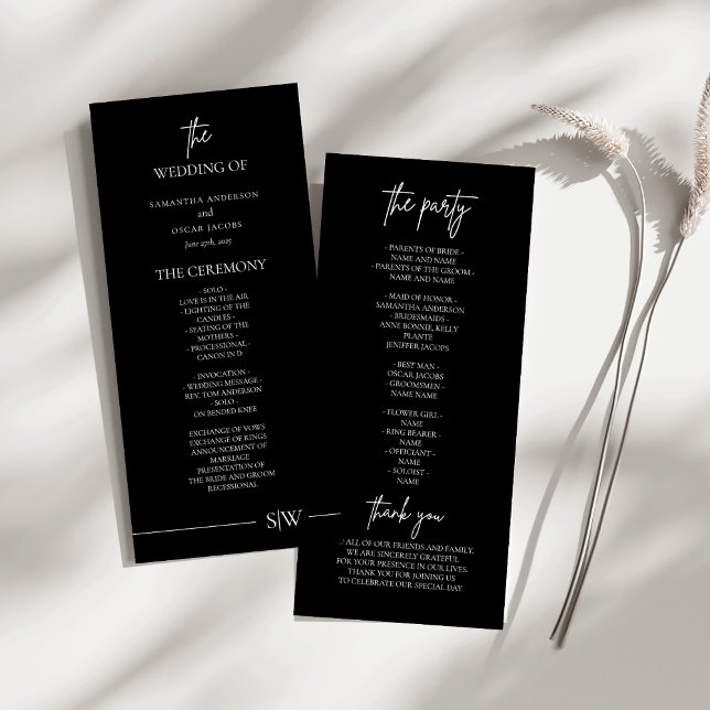 Elegant Minimalist Black Wedding Ceremony Program  (Creator Uploaded)