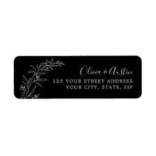 Elegant Minimalist Black Wedding Return Address