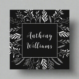 Elegant minimalist Black & White Branches  Square Business Card