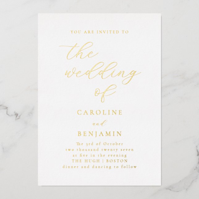 Elegant Minimalist Black White Calligraphy Wedding (Front)