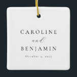 Elegant Minimalist Black White Calligraphy Wedding Ceramic Ornament<br><div class="desc">Custom Elegant Minimalist Black White Calligraphy Wedding Ceramic Ornament</div>