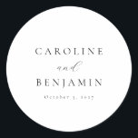 Elegant Minimalist Black White Calligraphy Wedding Classic Round Sticker<br><div class="desc">Custom Elegant Minimalist Black White Calligraphy Wedding Classic Round Sticker</div>