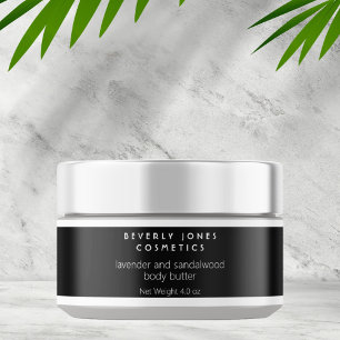 Elegant Minimalist Black White Cosmetics Jar Label