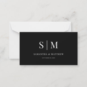 Elegant Minimalist Black & White Couple Monogram Card