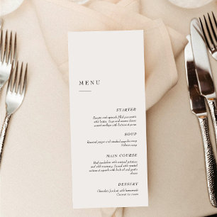 Elegant Minimalist Black & White   Dinner Wedding Menu