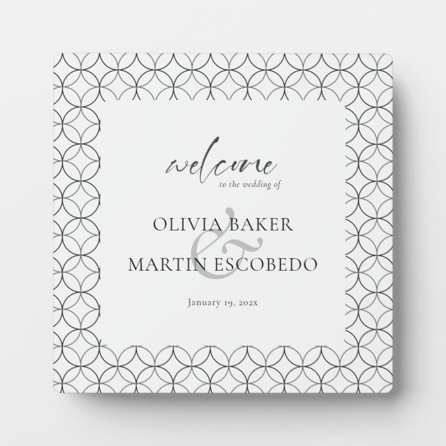 Elegant Minimalist Black White Foam Board Plaque (Front)