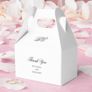Elegant Minimalist Black White Monogram Wedding Favor Box