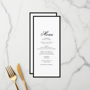 Elegant Minimalist Black White Monogram Wedding Menu