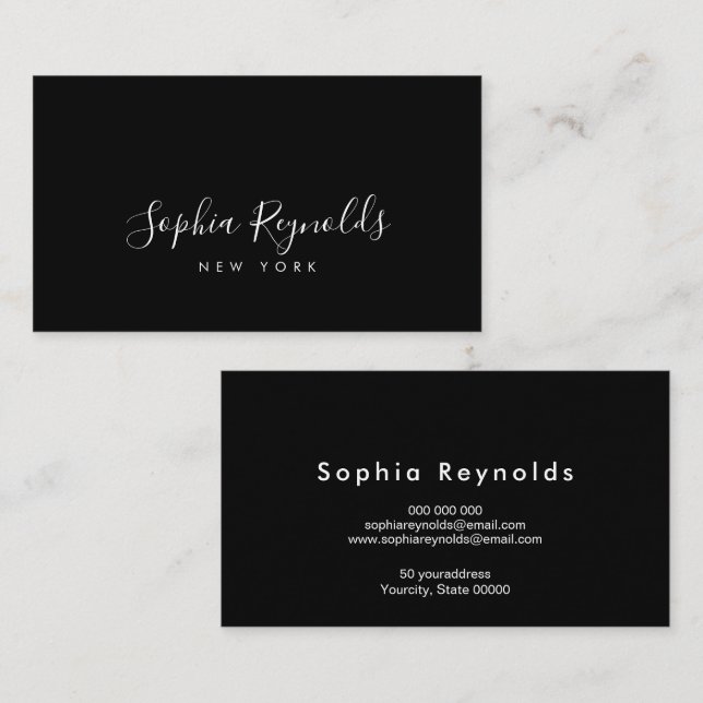 Elegant Minimalist Black & White Professional Business Card (Front/Back)