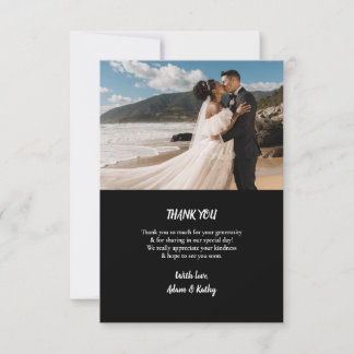 Elegant Minimalist Black White Thank you card