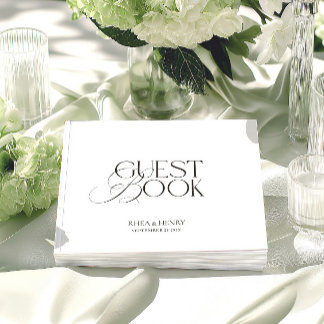 Elegant Minimalist Black & White Wedding  Guest Book
