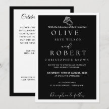 Elegant Minimalist Black &White Wedding Invitation