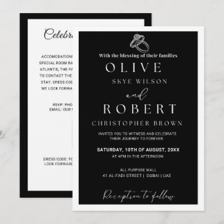 Elegant Minimalist Black &White Wedding Invitation