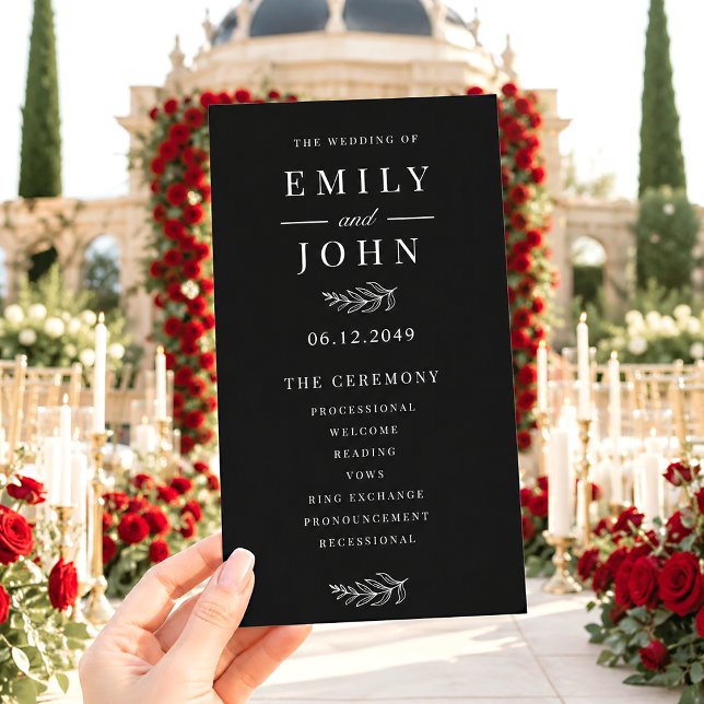 Elegant Minimalist Black & White Wedding Program (Creator Uploaded)
