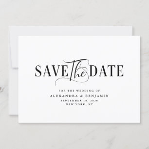 Elegant Minimalist Black & White Wedding  Save The Date