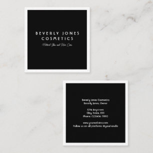 Elegant Minimalist Black with White Border Square Business Card