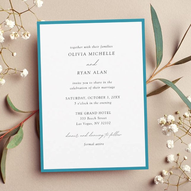 Elegant Minimalist Blue Border Wedding Invitation (Elegant Minimalist Blue Border Wedding Invitation
)