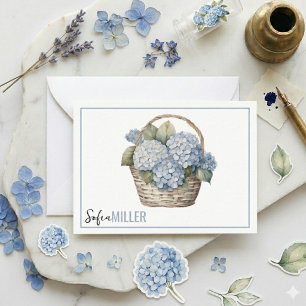 Elegant Minimalist Blue Hydrangea Wedding Card