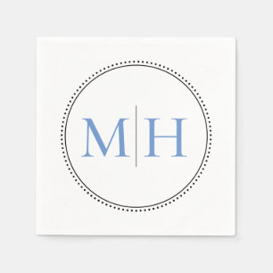 Elegant Minimalist Blue Monogram Wedding Napkin