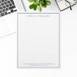 Elegant Minimalist Blue Two Border Letterhead<br><div class="desc">Create your own personalized letterhead with elegant chic typography name and two border lines in blue colour.</div>