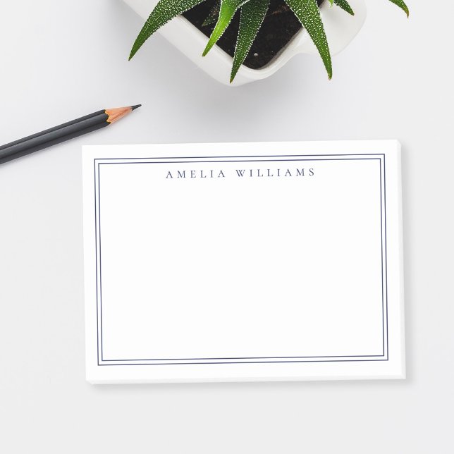 Elegant Minimalist Blue Two Border Post-it Notes (Creator Uploaded)