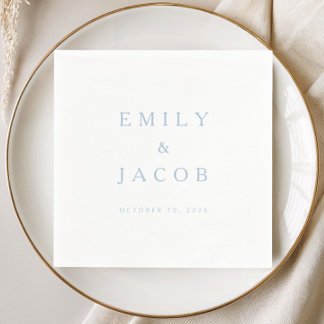 Elegant Minimalist Blue Wedding Napkin