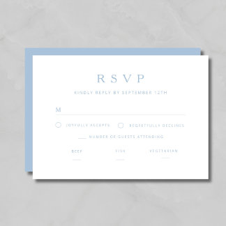 Elegant Minimalist Blue Wedding RSVP Card