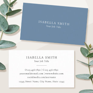 Elegant Minimalist Blue White Sophisticated Business Card
