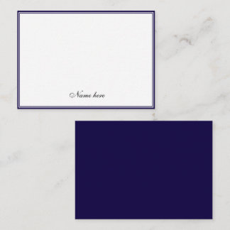 Elegant minimalist blue &white two border card
