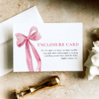Elegant Minimalist Blush Pink Bow Enclosure Card